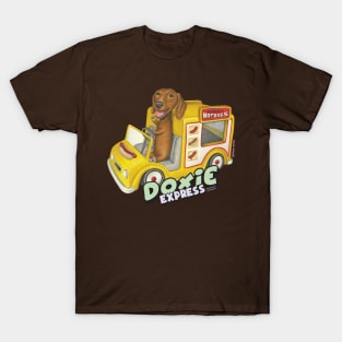 Dachshund in Yellow Hotdog Truck T-Shirt